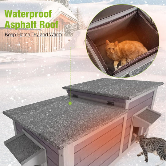 BUTINGLALE Outdoor Cat House Insulated Feral Kitty Shelter with Liner Weatherproof Cat Condo for Winter,Large Space AIR93-IN-J