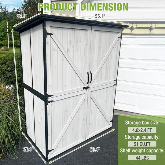 MEDEHOO Outdoor Storage Shed with Metal Frame,Wooden Tool Cabinet with Adjustable Shelfs, House Garden Shed for Backyard Garden Patio Lawn