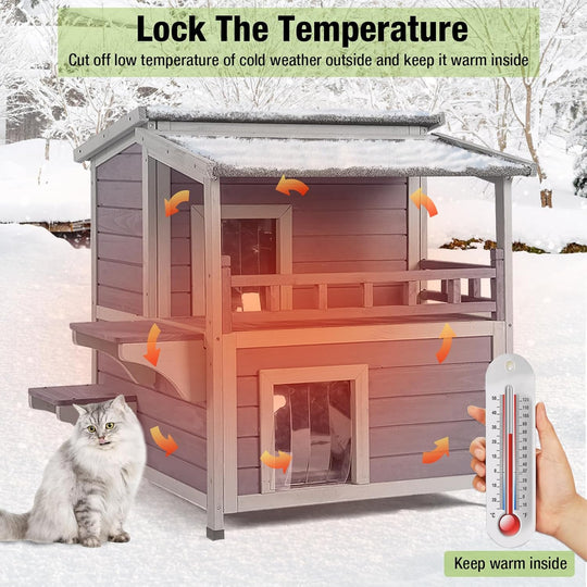 MEDEHOO Cat House Outdoor Kitty Shelter Waterpfoor for Winter, Indoor &amp; Outdoor Use