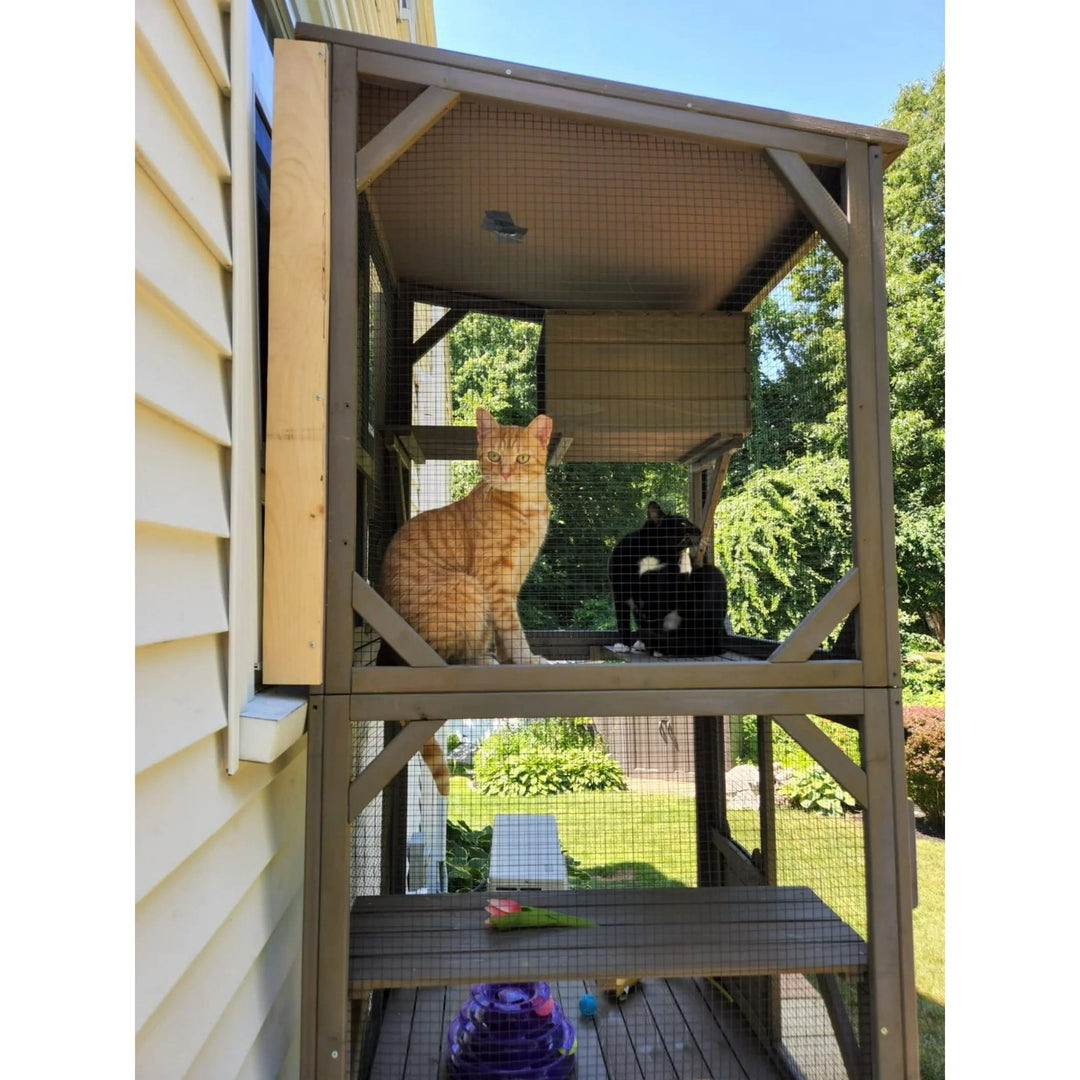 MEDEHOO 71 " Outdoor Catio Cat Enclosure , Kitty House Indoor with Perches and Condos Large Cat Shelter -Waterproof Catio Shelter with Wheels SKY22