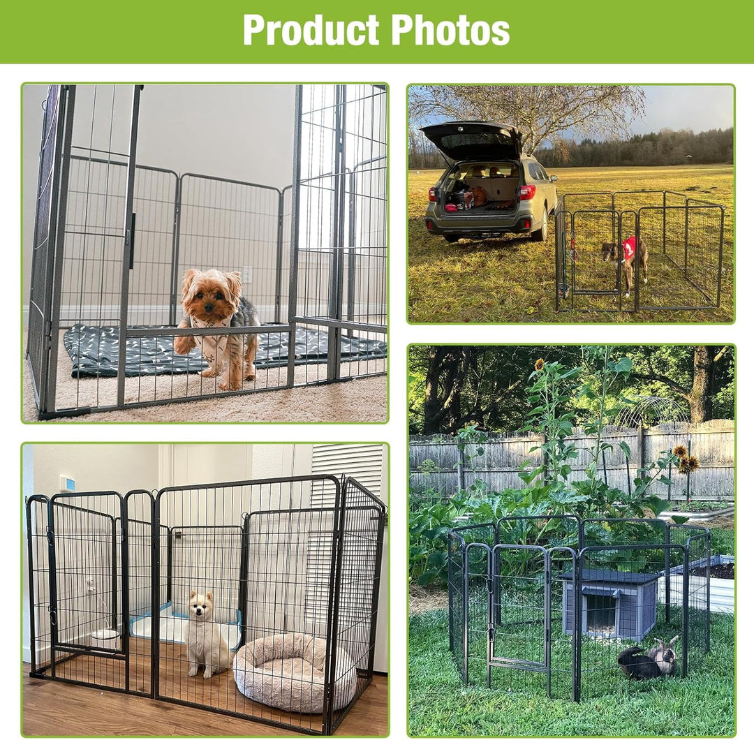 MEDEHOO Dog Playpen Indoor Dog Pen Outdoor Puppy Fence 8 Panels Pet Playpen with Doors for Large/Medium/Small Dogs,8 Panels,31 Inch