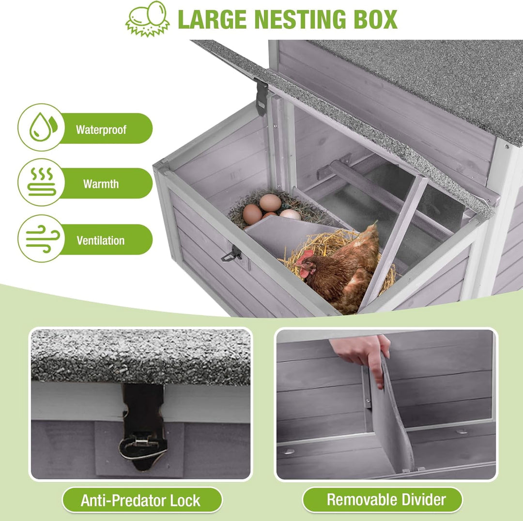 Outdoor Chicken Coop with Nesting Box, Weatherproof Hen House with Leakproof Pull-Out Tray, Oenable Roof, Poultry Coops for Chickens, Duck &amp; Quail AIR7020-MB-WM