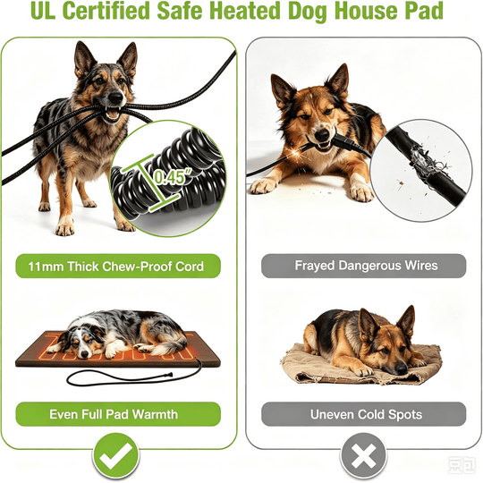 MEDEHOO Heated Dog House Outdoor, Extra Large Insulated Weatherproof Kennel with Heating Pad &amp; Chew-Proof Metal Frame
