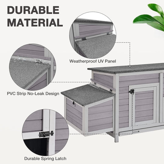 MEDEHOO Chicken Coop Large Expandable Chicken House for Outdoor with Two Nesting Box, Leakproof Pull-on Tray and UV-Resistant Roof Panel AIR69-Q-WM