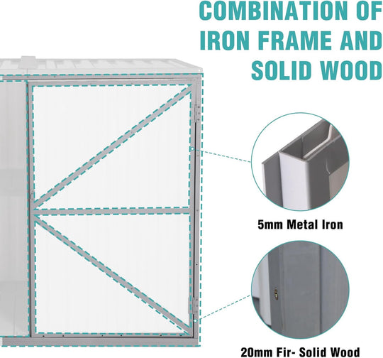 MEDEHOO Outdoor Storage Shed 4.2x2.2FT with Metal Frame &amp; Fir Wood, Weatherproof Resin Garden Shed for Patio Backyard, Horizontal Storage Cabinet with Adjustable Shelves AIR105-ZJ-A11-WM
