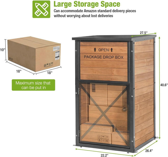 MEDEHOO Large Package Delivery Boxes for Outside Strong Metal Frame Large Parcel Shed with Combination Lockable Secure Anti Theft Package Delivery Box AIR7011-dB-J-WM