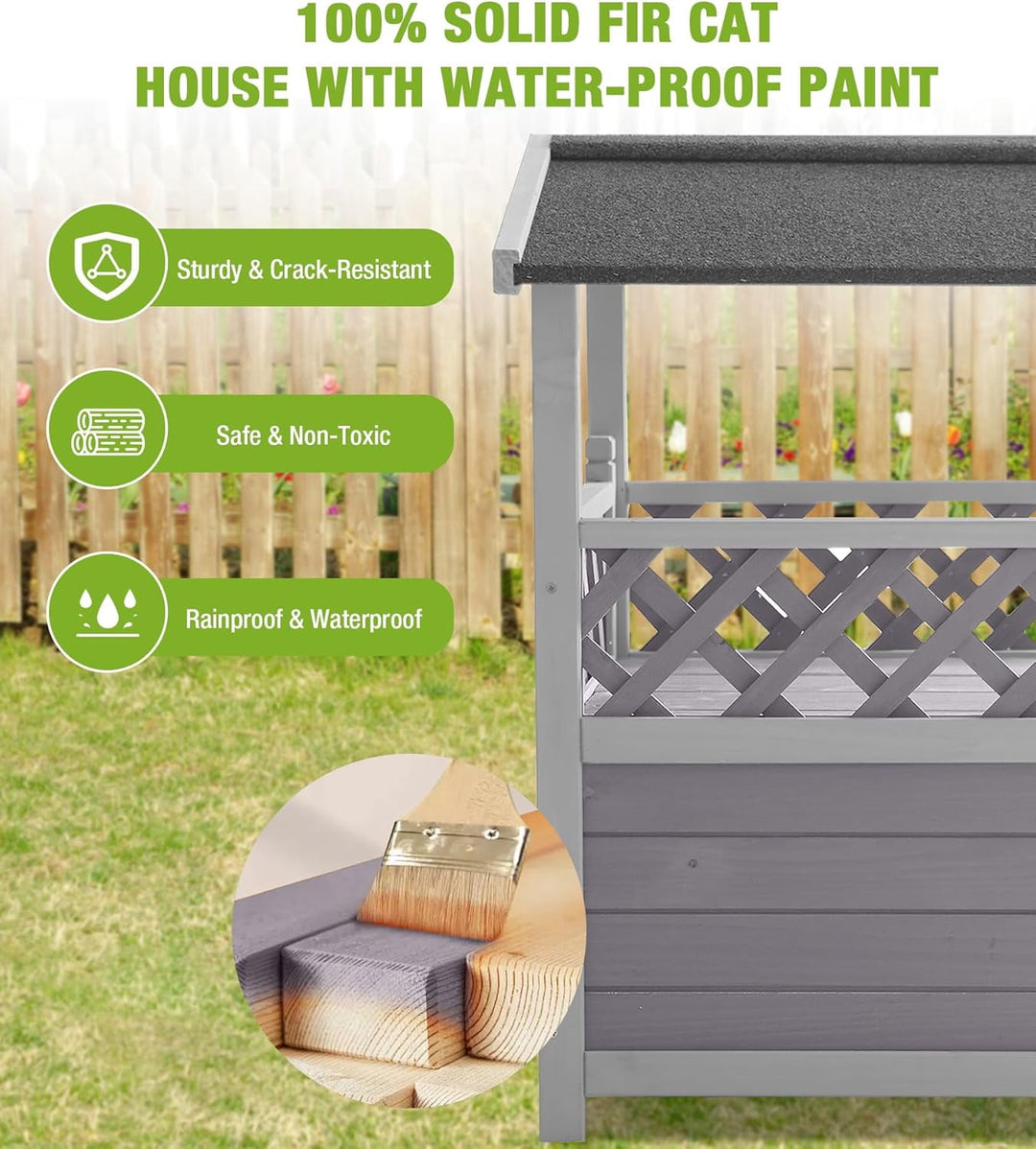 MEDEHOO Cat House Outdoor Weatherproof – 100% Solid Fir with Waterproof Paint, Two-Level Design, All-Weather Protection &amp; Elevated Base – Kitty Shelter for Feral Cats, Indoor/Outdoor Use