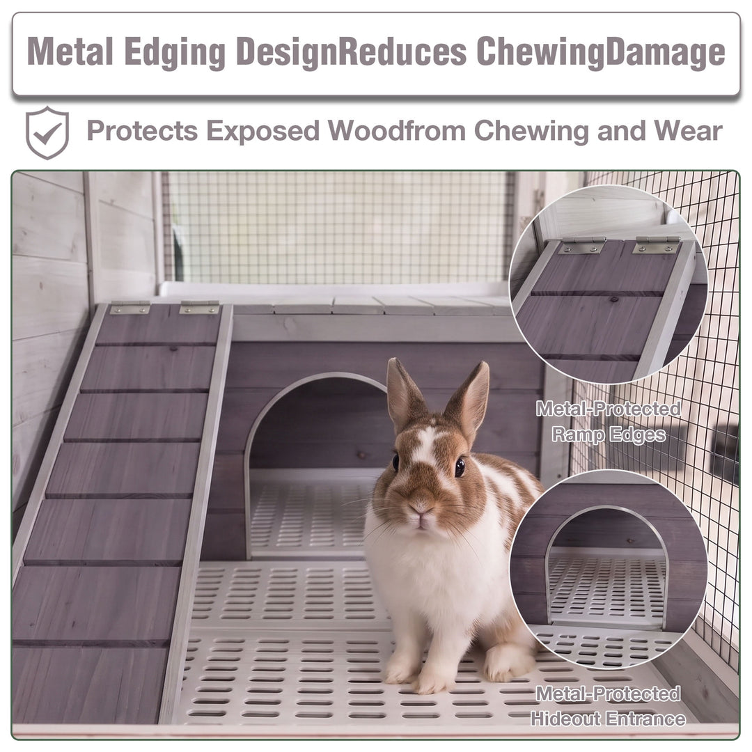 MEDEHOO Indoor Guinea Pig Cage Rabbit Cage with Chew-Resistant Edges, Leakproof Deep Tray and Detachable Legs, Gray AIR53-DG-WFS-GE