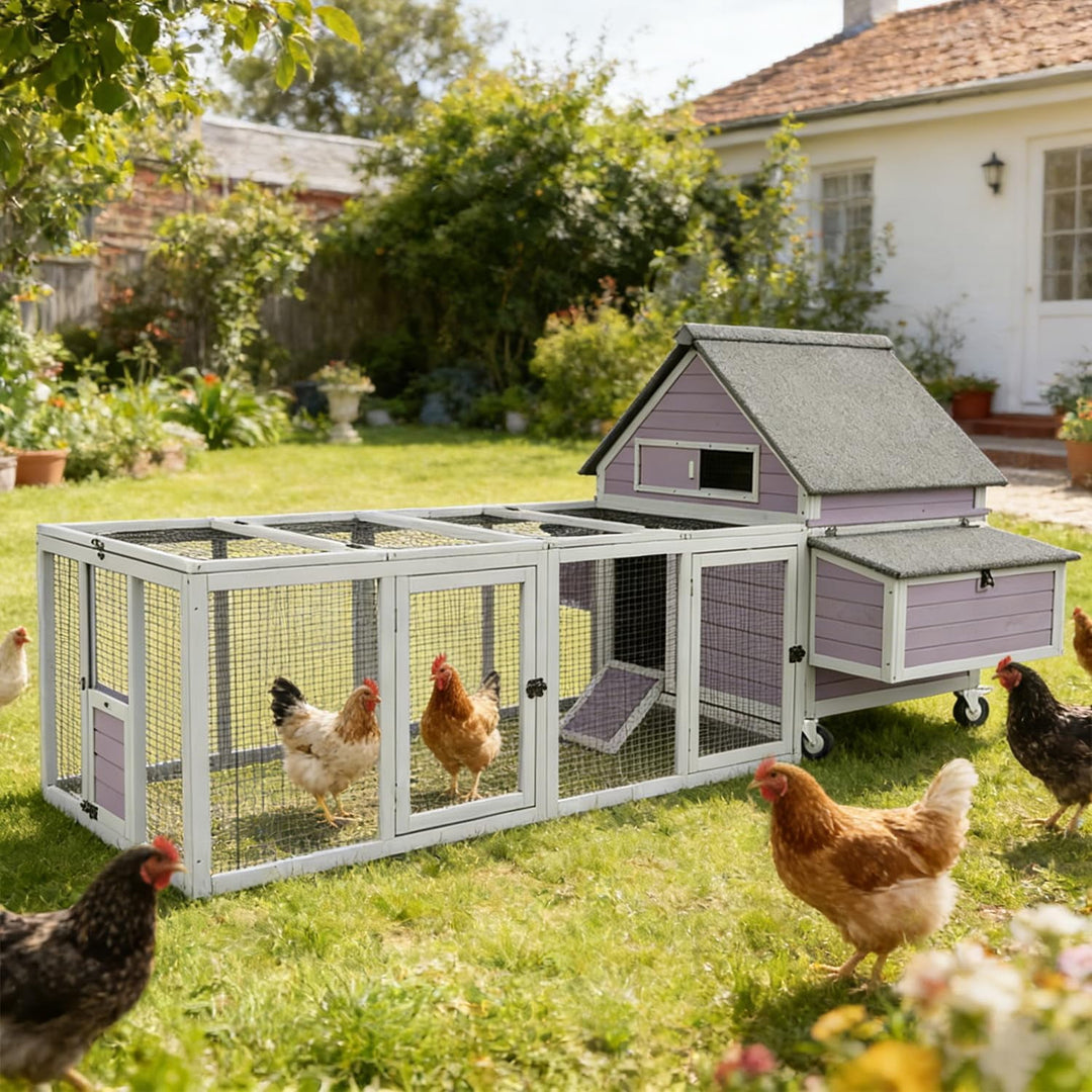 MEDEHOO 20.7 sq ft Chicken Coop Run Extension for Outdoor, Heavy Duty Metal Chicken Run with Safety Lock Doors, 79"x38"x27"