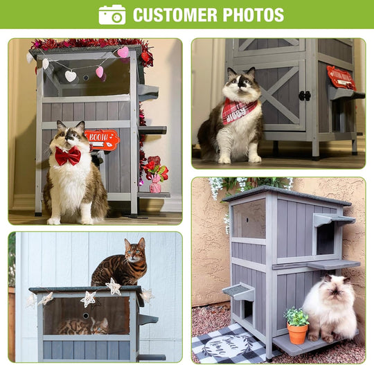 MEDEHOO Insulated Cat House with Liner, Outdoor Feral Cat House Shelter for Winter, Weatherproof AIR14-INN-WM