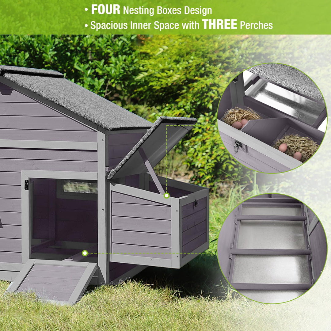 BUTINGLALE Chicken Coop Outdoor Expandable Hen House Poultry Cage with Two Nesting Box,Leakproof Pull-on Tray AIR59-00J