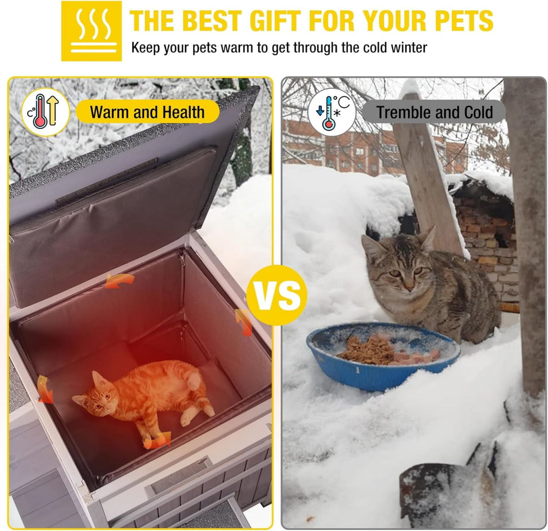 MEDEHOO Insulated Cat House Outdoor Feral Cat Shelter for Winter Weatherproof AIR14-IN-WM