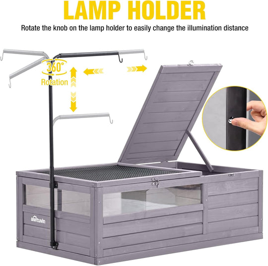 MEDEHOO Tortoise Habitat House Indoor, Wooden Tortoise House Reptile Enclosure Outdoor Amphibians Cage for Gecko Lizard Snake SKY21-ML-WM
