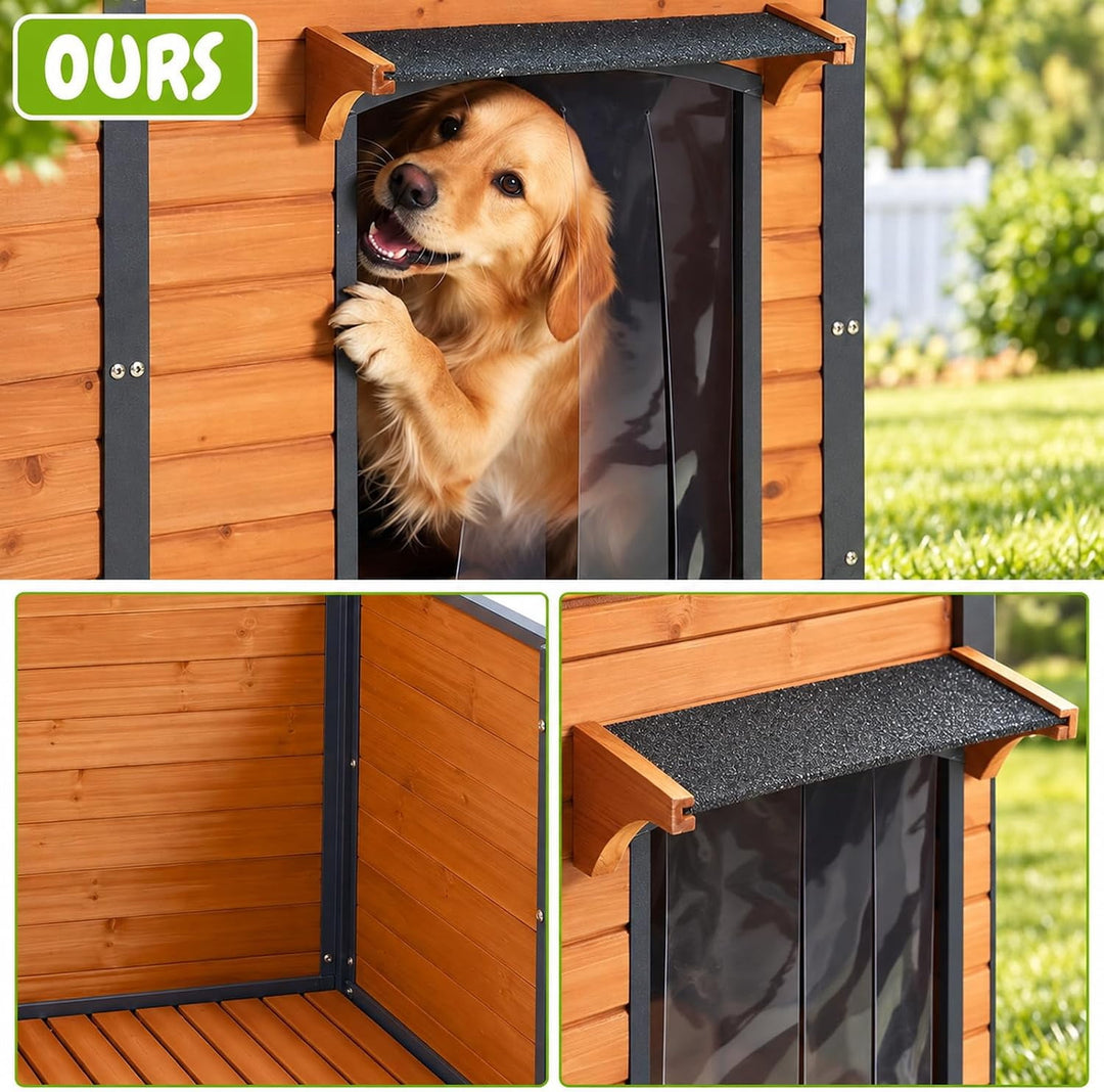 MEDEHOO Extra Large Heated Dog House Outdoor Insulated for Outside Dogs with Heating Pad Heating Pad for Cold Weather AIR63-IN-K-WM