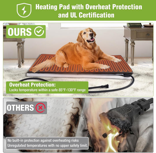 MEDEHOO Extra Large Heated Dog House Outdoor XL Insulated Dog House Weatherproof Dog Kennel with Safe Heating Pad, Thermal Liner, Chew-Proof Metal Frame for Large Dogs, 43.3" L×29.4" D×33.4" H MAR-AIR43M-HP-WM