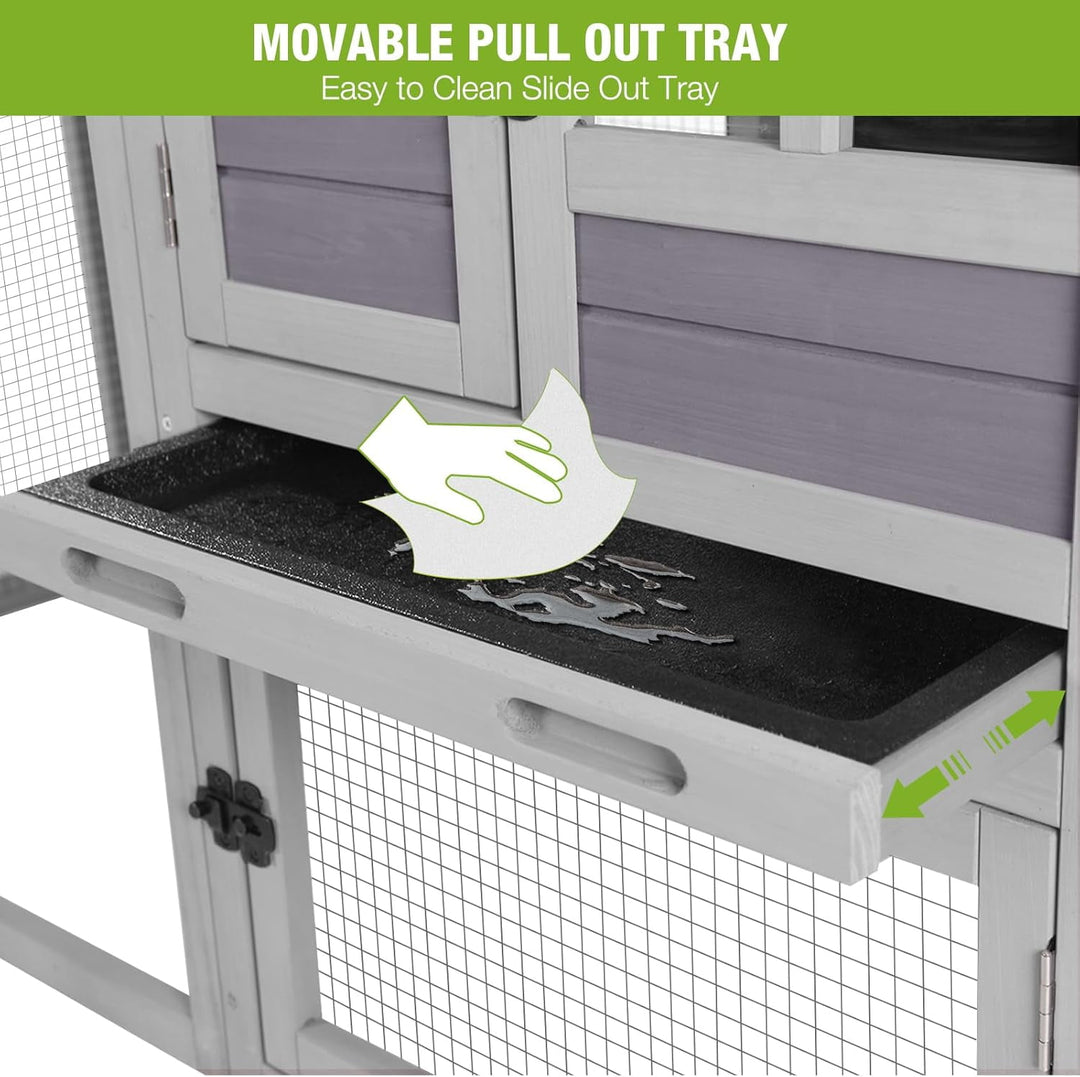 BUTINGLALE 51.6" L Chicken coop Outdoor Rabbit Hutch Indoor Bunny Cage Expandable Duck House(Grey) XZ7002-N1