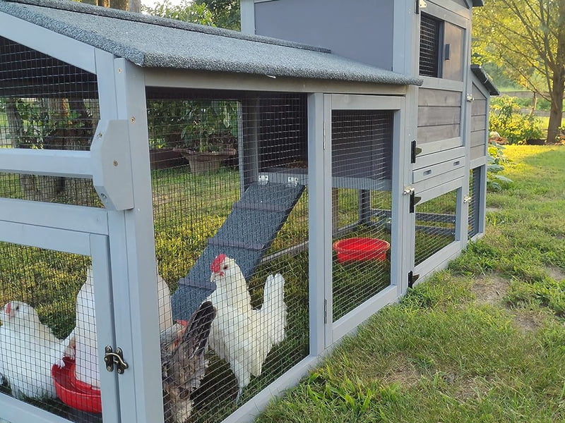 MEDEHOO 80" Mobile Chicken Coop with Wheels - Weatherproof Wooden Hen House, Outdoor Poultry Cage &amp; Nesting Box Run, Expandable Design Chicken Coop-AIR61-MA