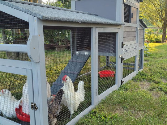 MEDEHOO 80" Mobile Chicken Coop with Wheels - Weatherproof Wooden Hen House, Outdoor Poultry Cage &amp; Nesting Box Run, Expandable Design Chicken Coop-AIR61-MA