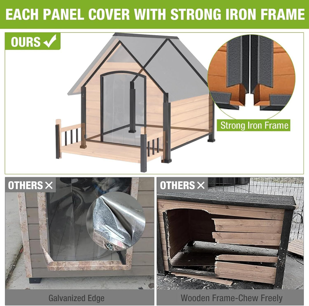 MEDEHOO Dog House Outdoor Heated Dog Kennel with Insulated Liner for Winter Metal Frame Dog House for Small Medium Large Dogs, Waterproof Roof Large AIR80-IN-HP-J-WM