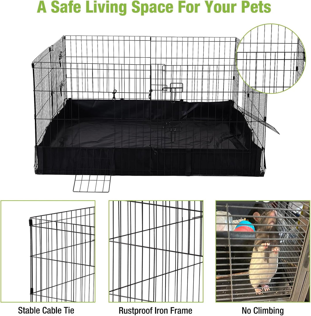 MEDEHOO Pet Playpen for Small Animal, Rabbit Playpen with Waterproof Liner for Indoor &amp; Outdoor Use (Playpen Only)