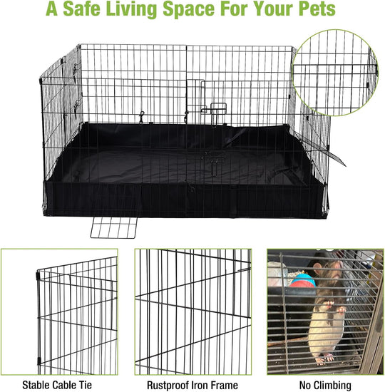 MEDEHOO Pet Playpen for Small Animal, Rabbit Playpen with Waterproof Liner for Indoor &amp; Outdoor Use (Playpen Only)