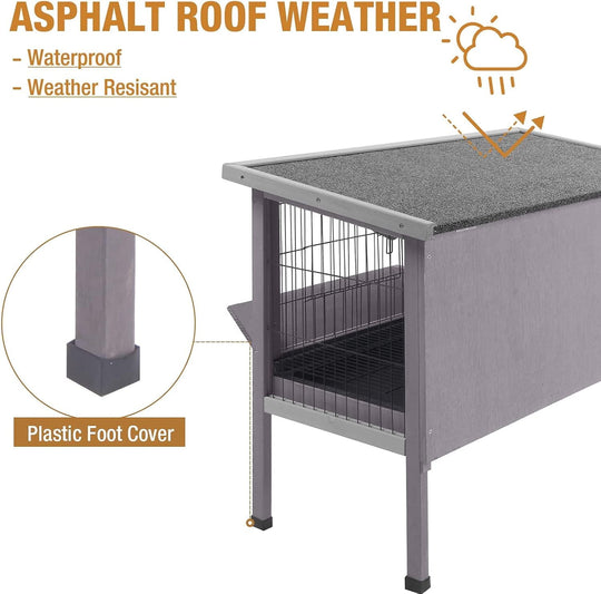 MEDEHOO Rabbit Hutch Indoor Rabbit Cage with Metal Wire Pan,Outdoor Bunny cage with Pull Out Tray AIR01-G-WM
