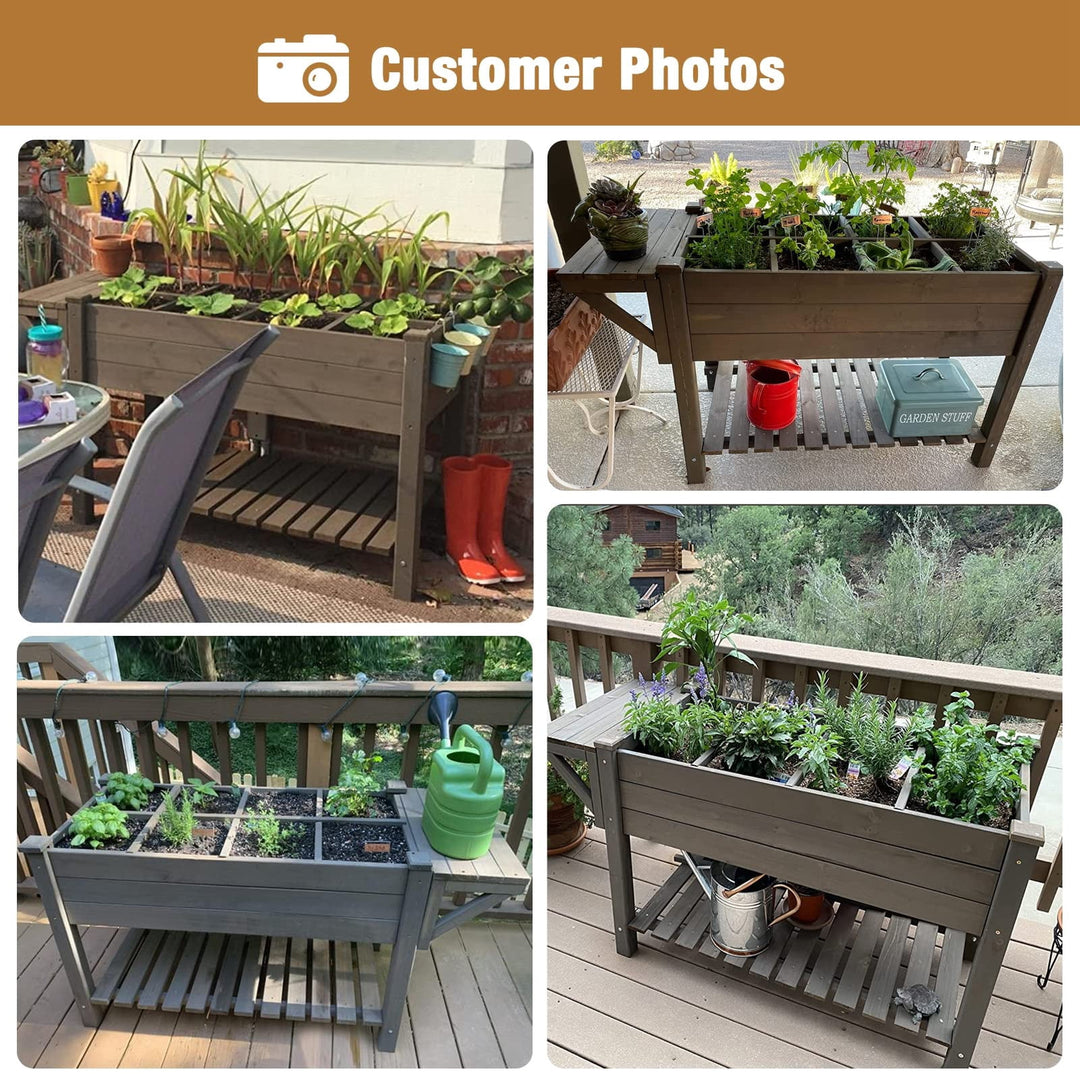 BUTINGLALE Raised Garden Bed Mobile Outdoor Planter Box with Legs for Vegetables Flower Herb, Large Storage Garden Box on Wheels GUT02-G-WM