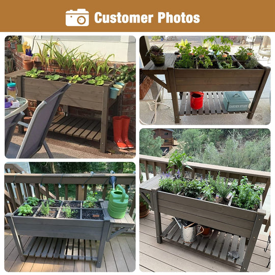 BUTINGLALE Raised Garden Bed Mobile Outdoor Planter Box with Legs for Vegetables Flower Herb, Large Storage Garden Box on Wheels GUT02-G-WM