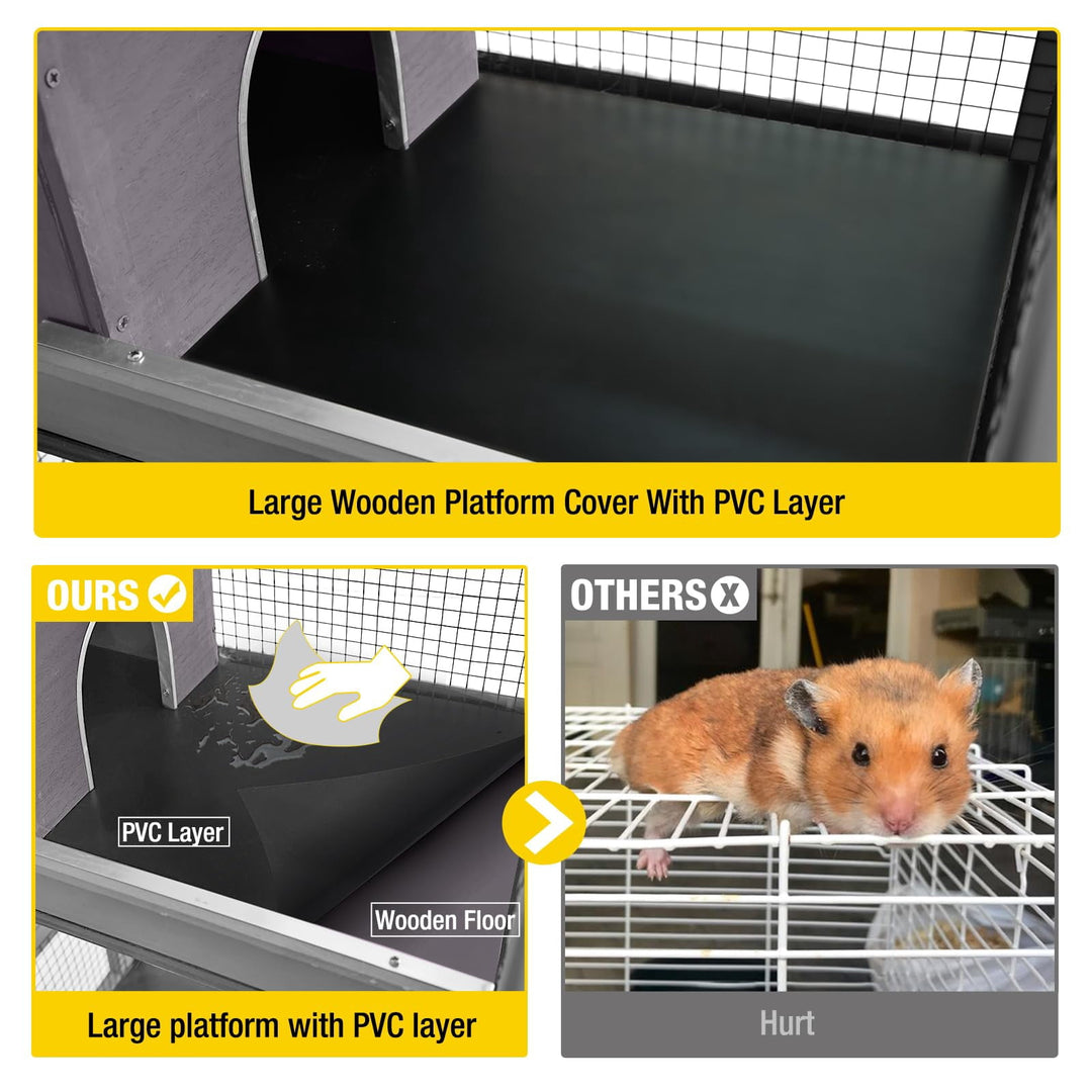 MEDEHOO Large Ferret Cage  5 Levels Chinchilla Cage with Wheels  Wooden Rat Cages Upgrade Metal Frame Guinea Pig House for Indoor Outdoor AIR38-NEW-WM