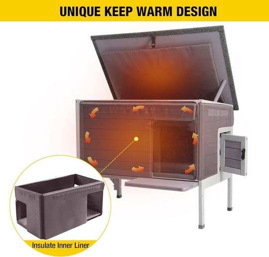 MEDEHOO Outdoor Cat House with Insulated Liner, Insulated Cat House Weatherproof Feral Cats Shelter for Outdoor Indoor Cats