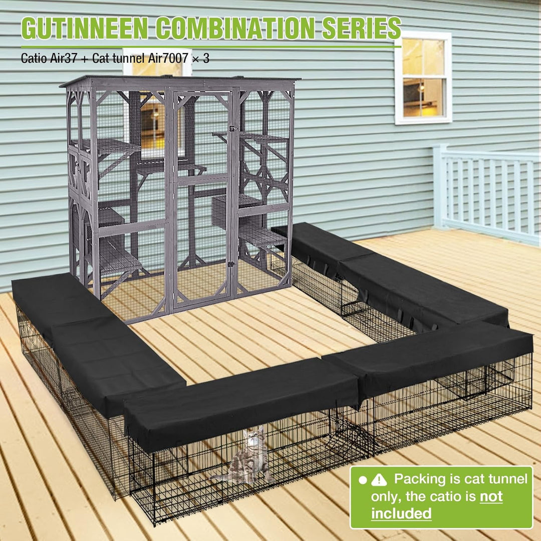 MEDEHOO Cat Tunnel with Rust-Proof Coating Frame, Stable Cat Tube Toys with Waterproof Fabric Cover, Multi-Exit Cat Enclosure for Indoor &amp; Outdoor Cats