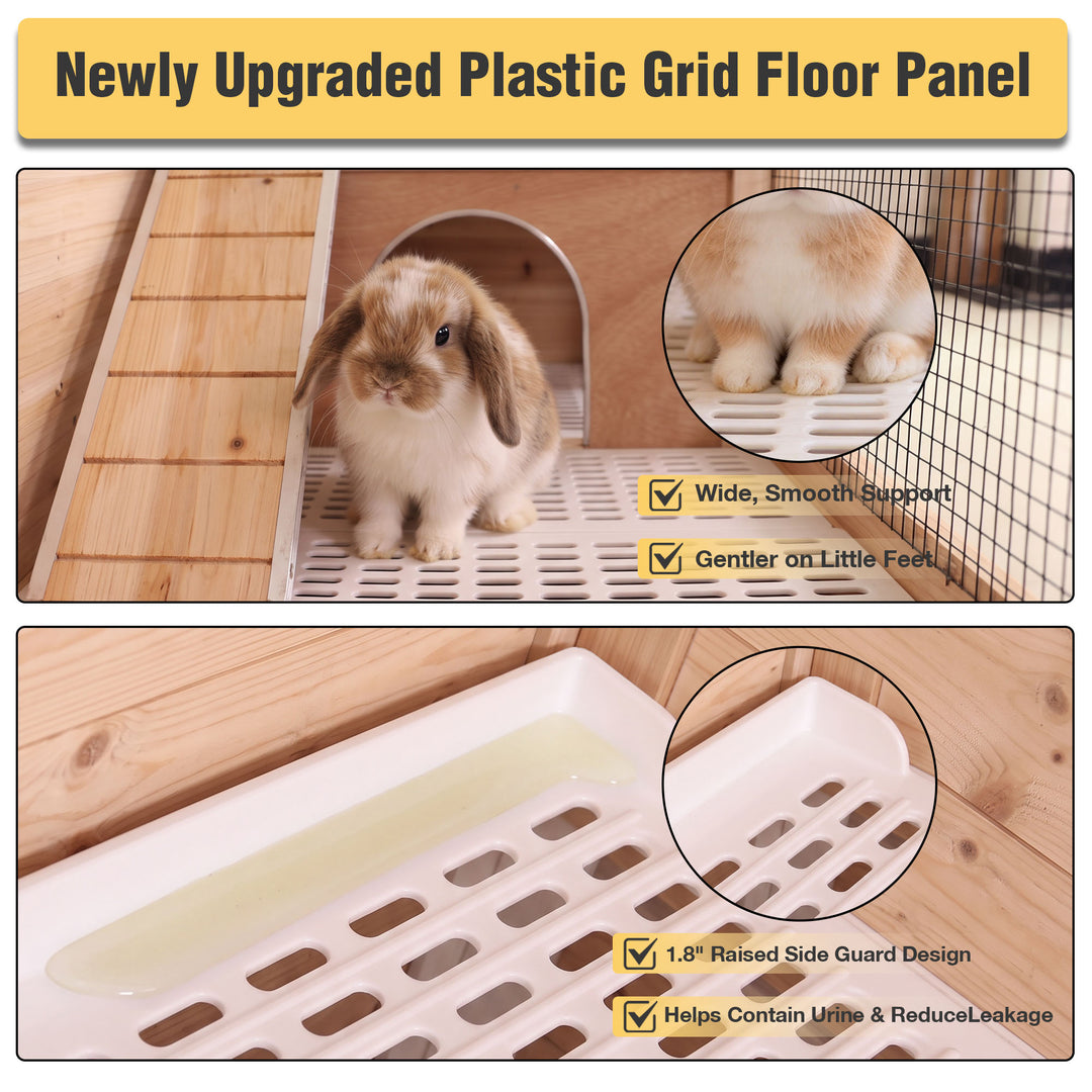 MEDEHOO Indoor Guinea Pig Cage Rabbit Cage with Chew-Resistant Edges, Leakproof Deep Tray and Detachable Legs, Wooden AIR53-OC-WFS-GE