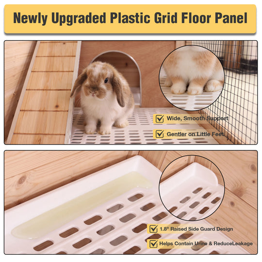 MEDEHOO Indoor Guinea Pig Cage Rabbit Cage with Chew-Resistant Edges, Leakproof Deep Tray and Detachable Legs, Wooden AIR53-OC-WFS-GE