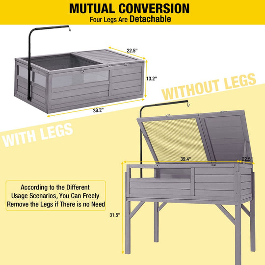 MEDEHOO Tortoise Habitat Turtle Enclosure, Wooden Reptile Cage for Small Animals, Adjustable Light Stand, 1 Set