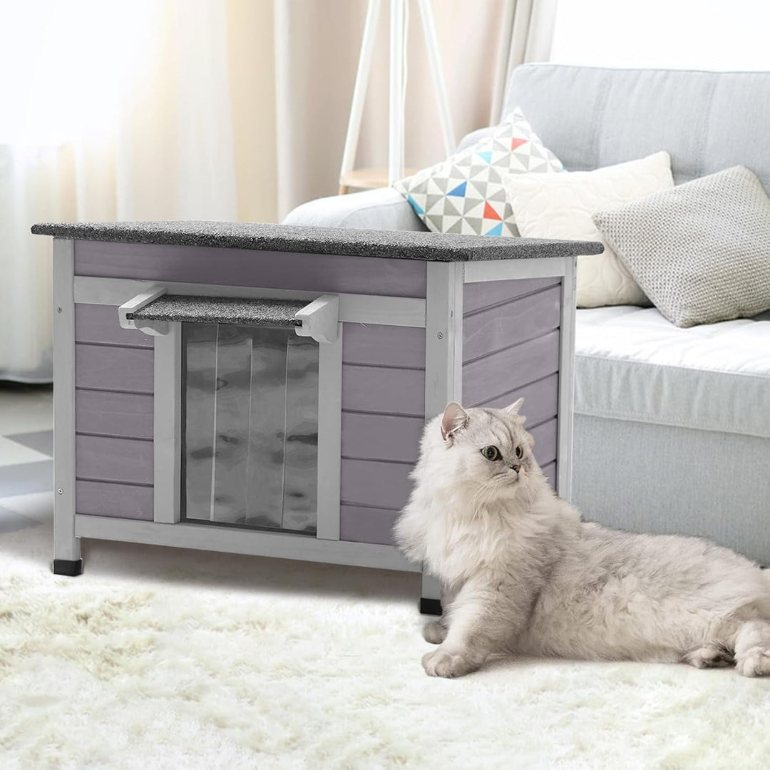 MEDEHOO Outdoor Cat House Feral Cat Enclosure, Small Pet House Rainproof Cat House