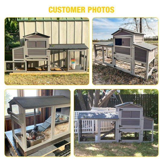 MEDEHOO Large Chicken Coop on Wheels, Wooden Hen House for 2-3 Chickens, Poultry Cage with Nesting Box and Asphalt Roof AIR61-WM