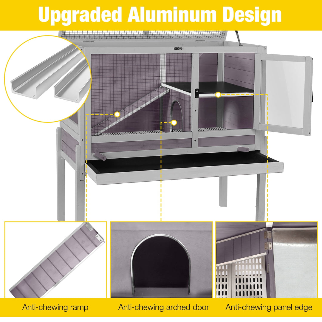 MEDEHOO Guinea Pig Cages Indoor Rabbit Hutch with Removable Stand Anti Chewing Wooden