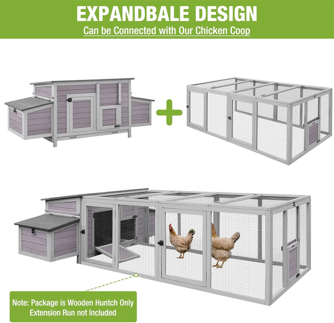 MEDEHOO Chicken Coop Outdoor Wooden Chicken House  Portable Hens House with Nesting Box,Perches,Waterproof Roof Gray