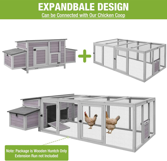 MEDEHOO Chicken Coop Outdoor Wooden Chicken House  Portable Hens House with Nesting Box,Perches,Waterproof Roof Gray
