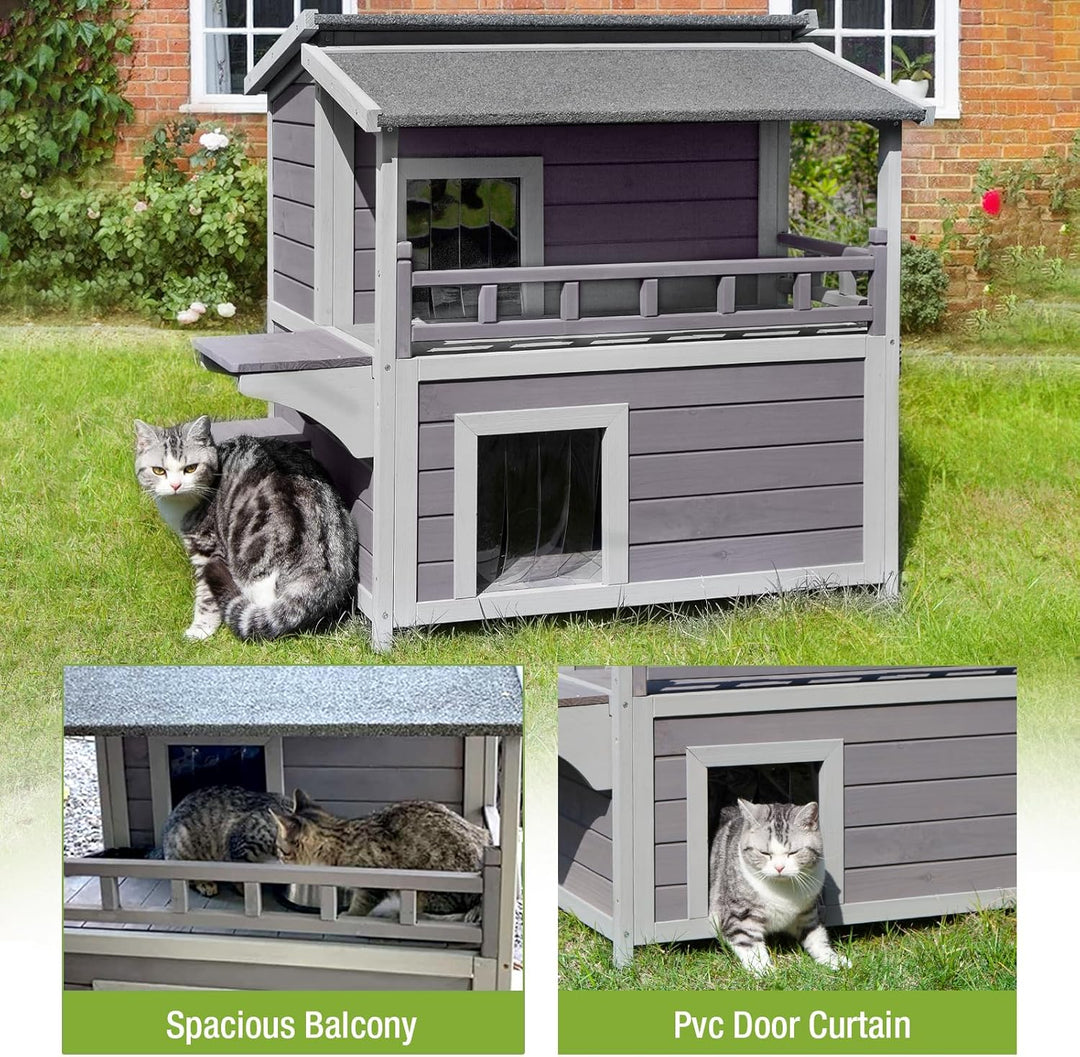 MEDEHOO Cat House Outdoor Kitty Shelter Waterpfoor for Winter, Indoor &amp; Outdoor Use