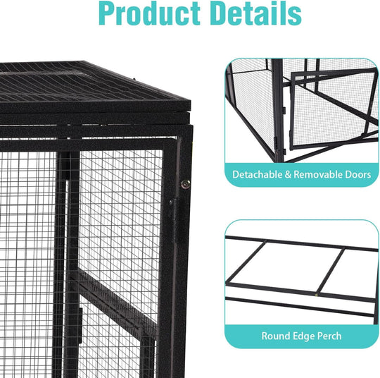 MEDEHOO Heavy-Duty Metal Chicken Coop Run Extension - 14.3 sq ft Lockable Outdoor Playpen for Chickens, Ducks, Rabbits | Predator-Proof Design, Expandable Panels &amp; Weather-Resistant Frame Run-AIR29-MA-WM