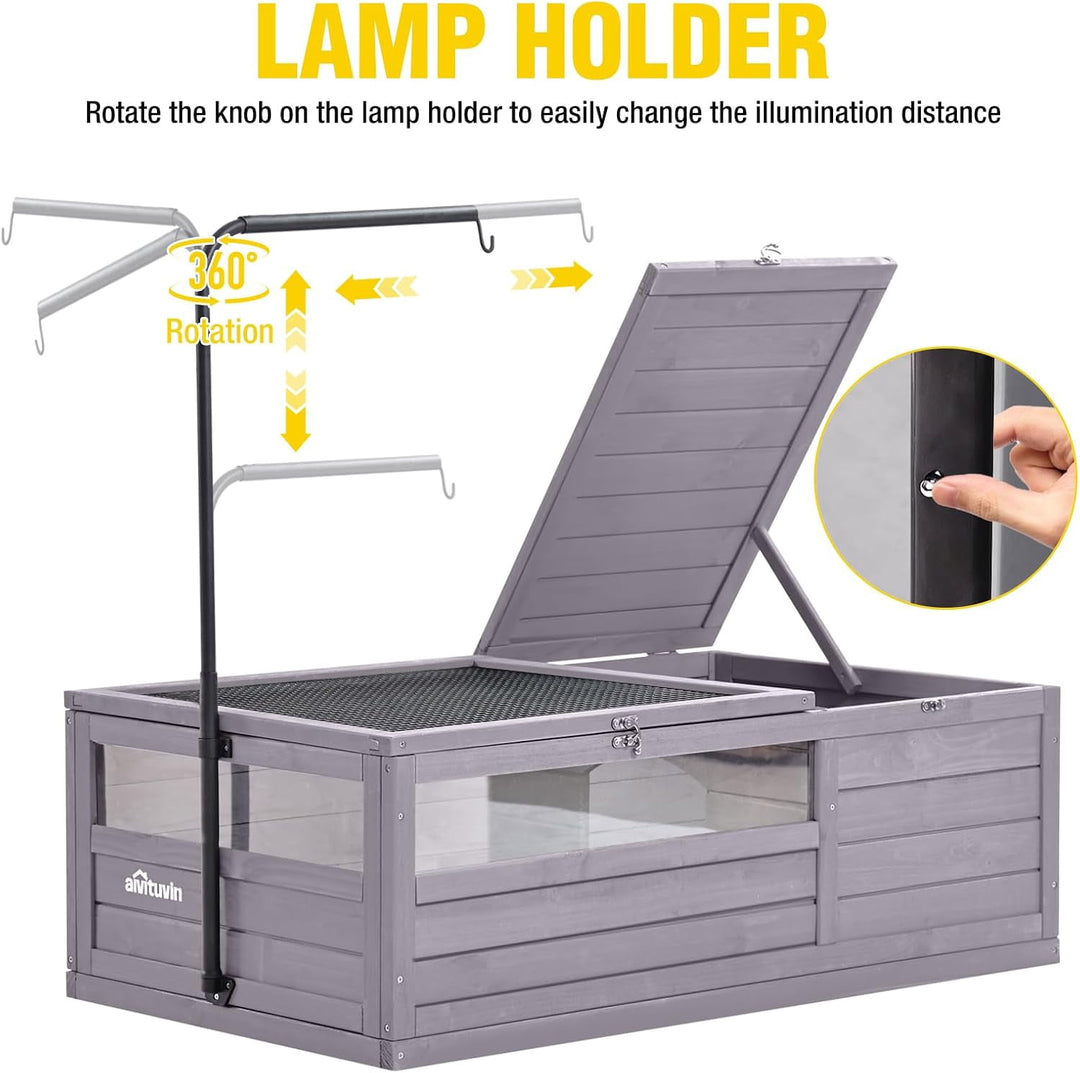 MEDEHOO Tortoise Habitat House Indoor, Wooden Tortoise House Reptile Enclosure Outdoor Amphibians Cage for Gecko Lizard Snake SKY21-ML-WM