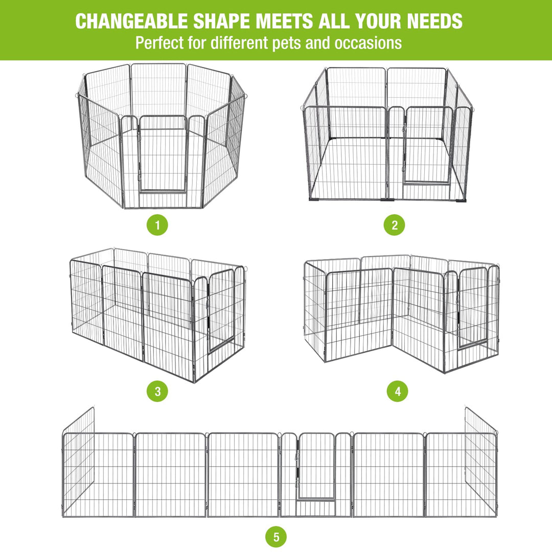 Dog Playpen Indoor &amp; Outdoor Foldable Metal Pet Exercise Fence Pen with Door Gate,Dog Kennels for Small/Medium/Puppy Dogs,Rabbits (8 Panels, 39 Inch)
