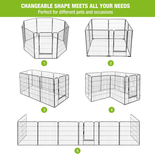 Dog Playpen Indoor &amp; Outdoor Foldable Metal Pet Exercise Fence Pen with Door Gate,Dog Kennels for Small/Medium/Puppy Dogs,Rabbits (8 Panels, 39 Inch)