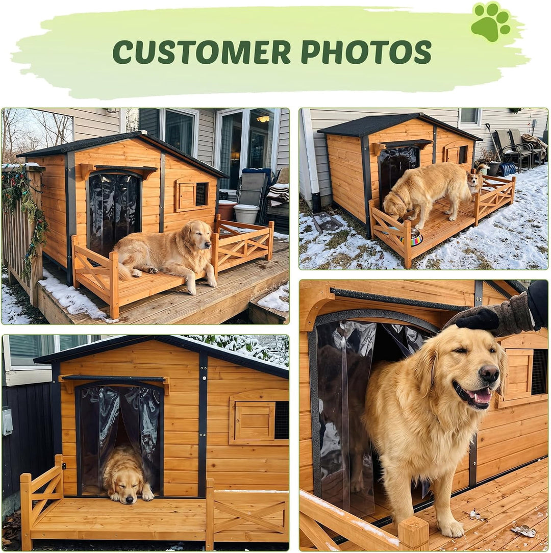 MEDEHOO Extra Large XXL Heated Dog House Insulated Dog Kennel with Safe Heating Pad, Chew-Proof Metal Frame, 6-Sided Thermal Liner for Large Dog Breeds, Brown AIR7024-L-HP-G2-CC