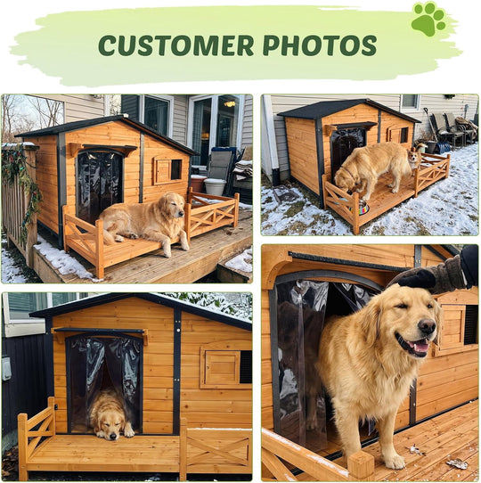 MEDEHOO Extra Large XXL Heated Dog House Insulated Dog Kennel with Safe Heating Pad, Chew-Proof Metal Frame, 6-Sided Thermal Liner for Large Dog Breeds, Brown AIR7024-L-HP-G2-CC