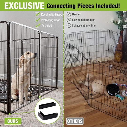 MEDEHOO Dog Playpen Indoor Dog Pen Outdoor Puppy Fence 8 Panels Pet Playpen with Doors for Large/Medium/Small Dogs,8 Panels,31 Inch