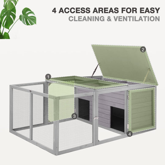 MEDEHOO Chicken Coop Large Wooden Rabbit Hutch Indoor Outdoor with 2 Living House ANG PVC Layer for Chicken, Hutch, Ducks AIR28-H