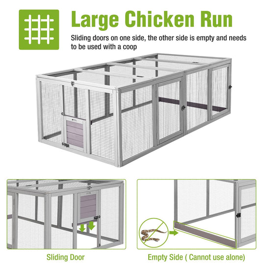 MEDEHOO 79"L Chicken Run, Large Chicken Coop Extension with 5 Doors, Chicken Pen Pet Playpen 20.73 ft² MED60-66-WM