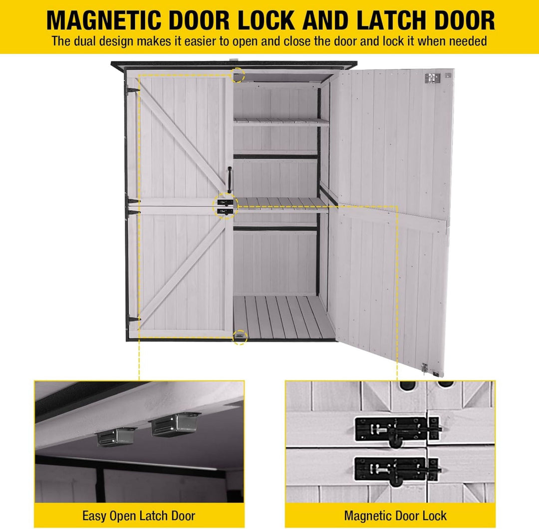 MEDEHOO Outdoor Storage Shed Metal Frame Tool Garden Shed with Floor and Lockable Door for Patio Backyard Lawn AIR99-WM